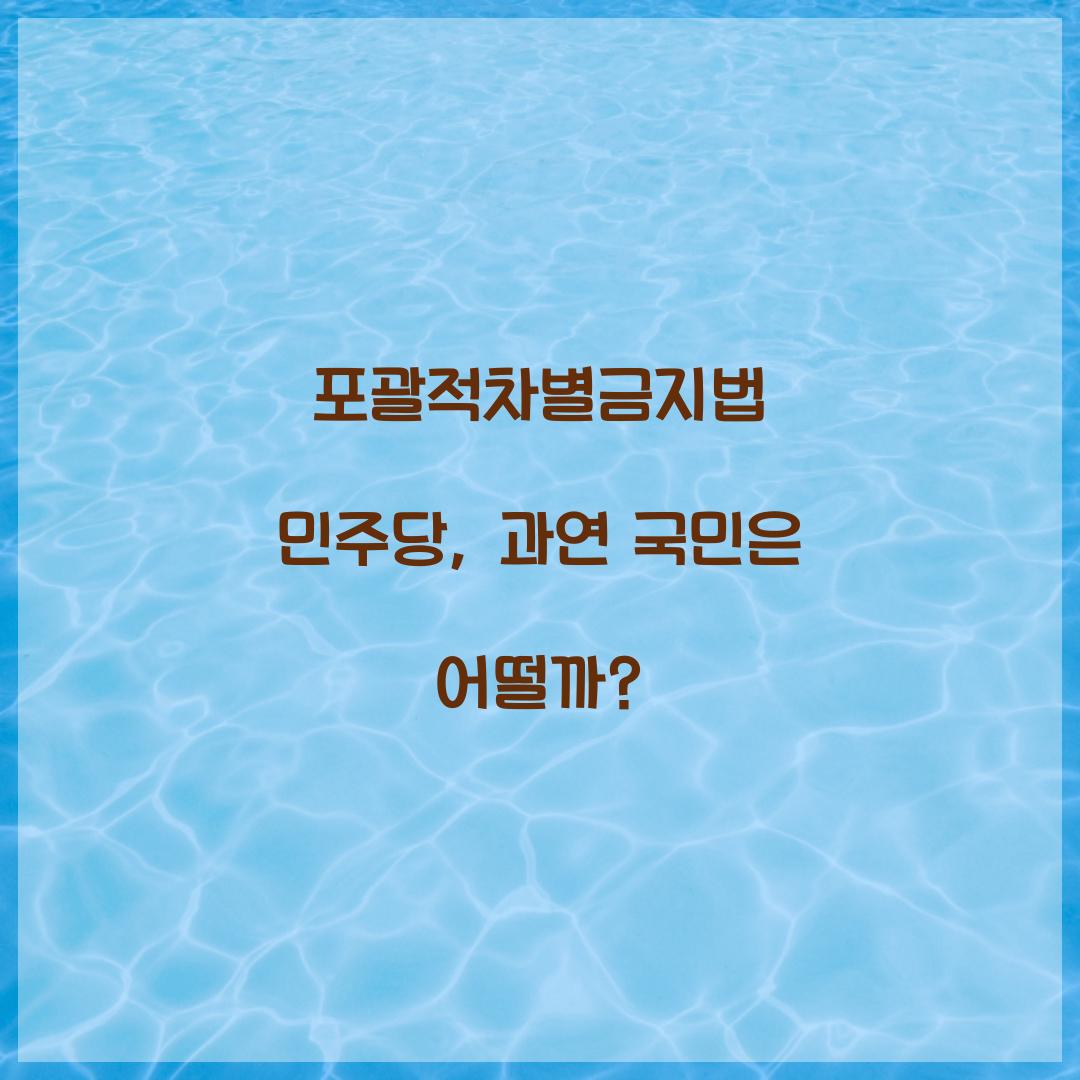 포괄적차별금지법 민주당