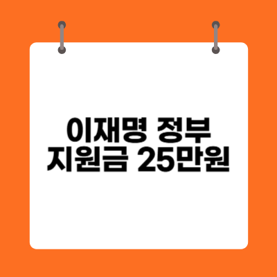 이재명 정부 지원금 25만원 언제?