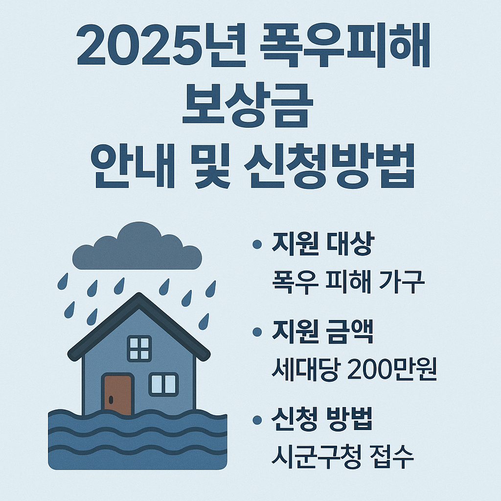 2025년 폭우 피해 보상금 안내 및 신청방법