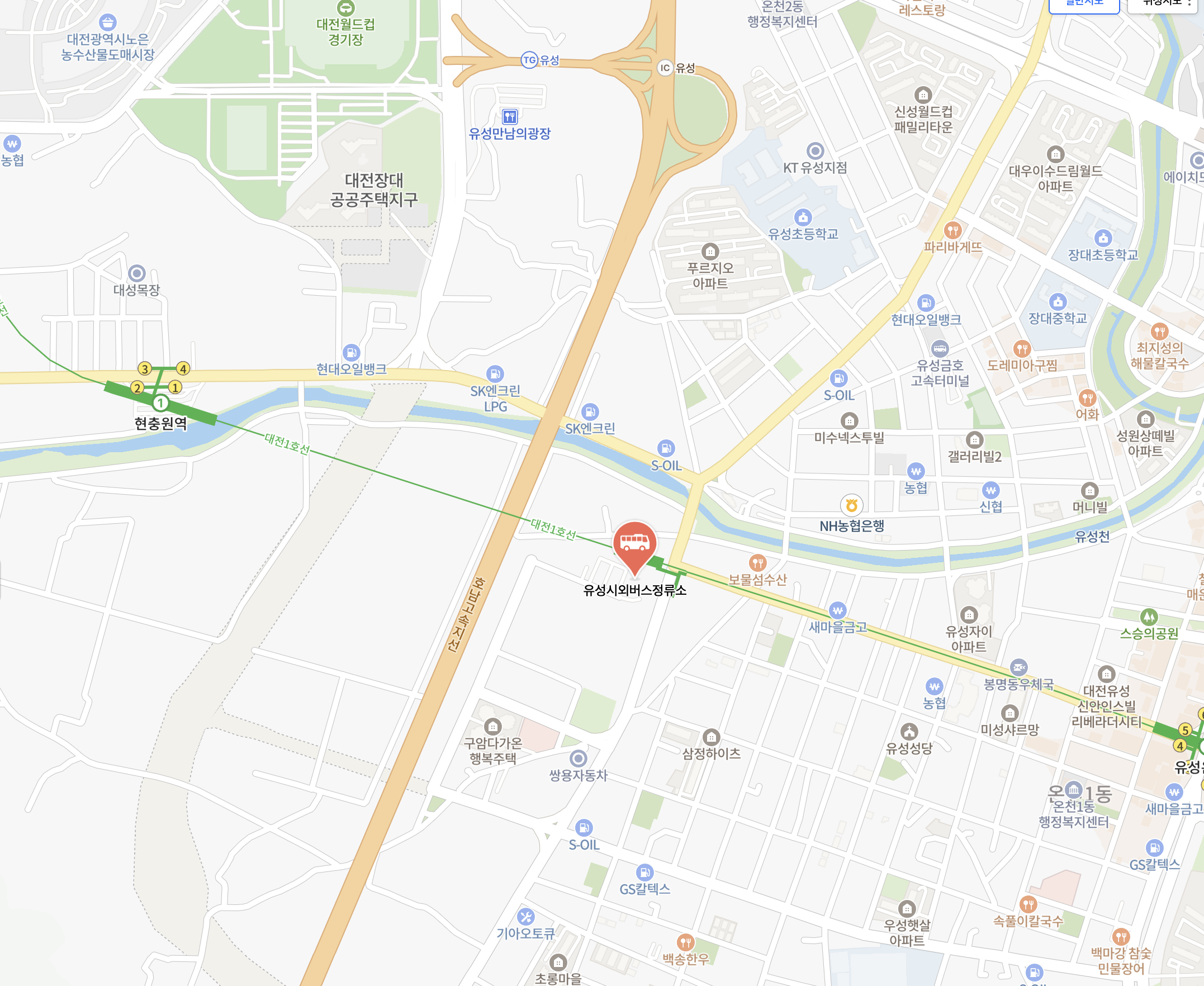 유성시외버스터미널 시간표 및 예매