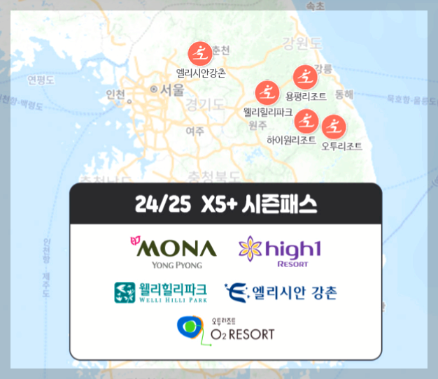 24/25 시즌 스키장 X5 시즌패스