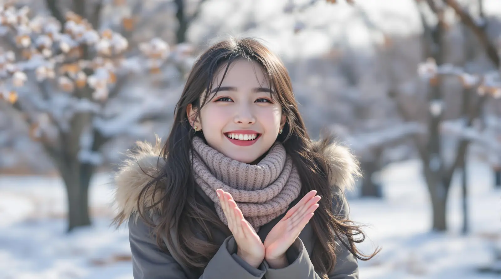 2월 인사말을 전하는 여성