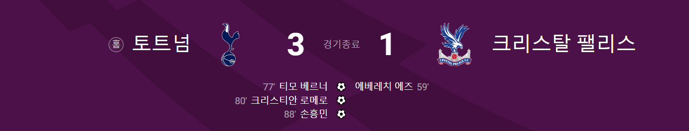 토트넘 경기 결과