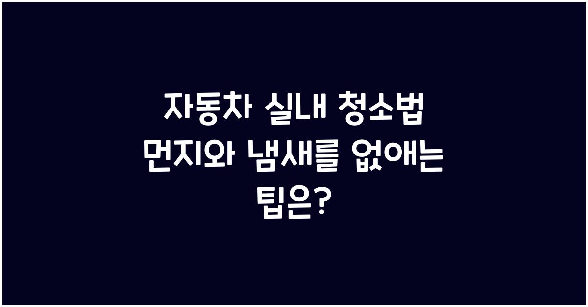 자동차 실내 청소법