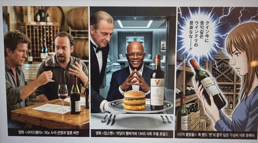 세가지 영화, 만화 속에 나오는 와인 이미지
