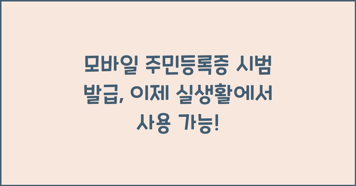 모바일 주민등록증 시범 발급