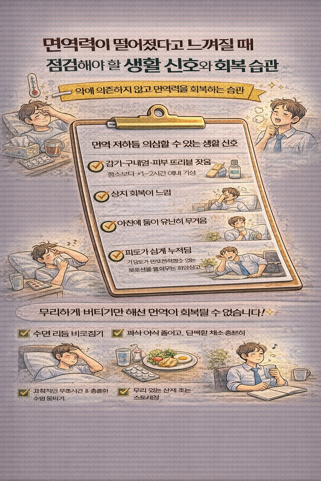 면역력이 떨어졌다고 느껴질 때 점검해야 할 생활 신호와 회복 습관