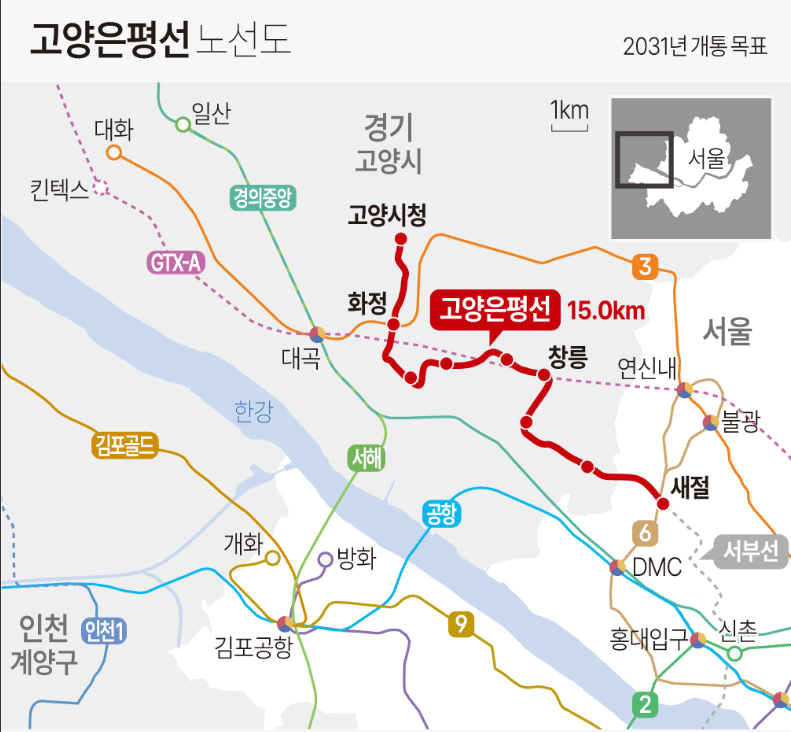 고양은평선 노선도