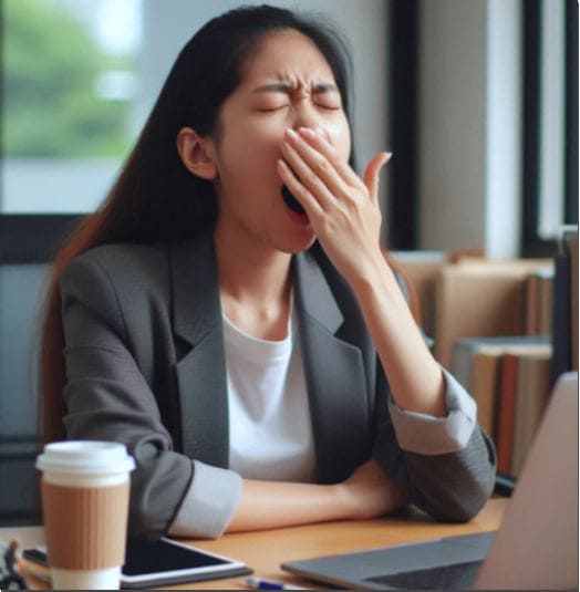 우루사 100mg 효능 간 기능 개선, 하품하는 여성