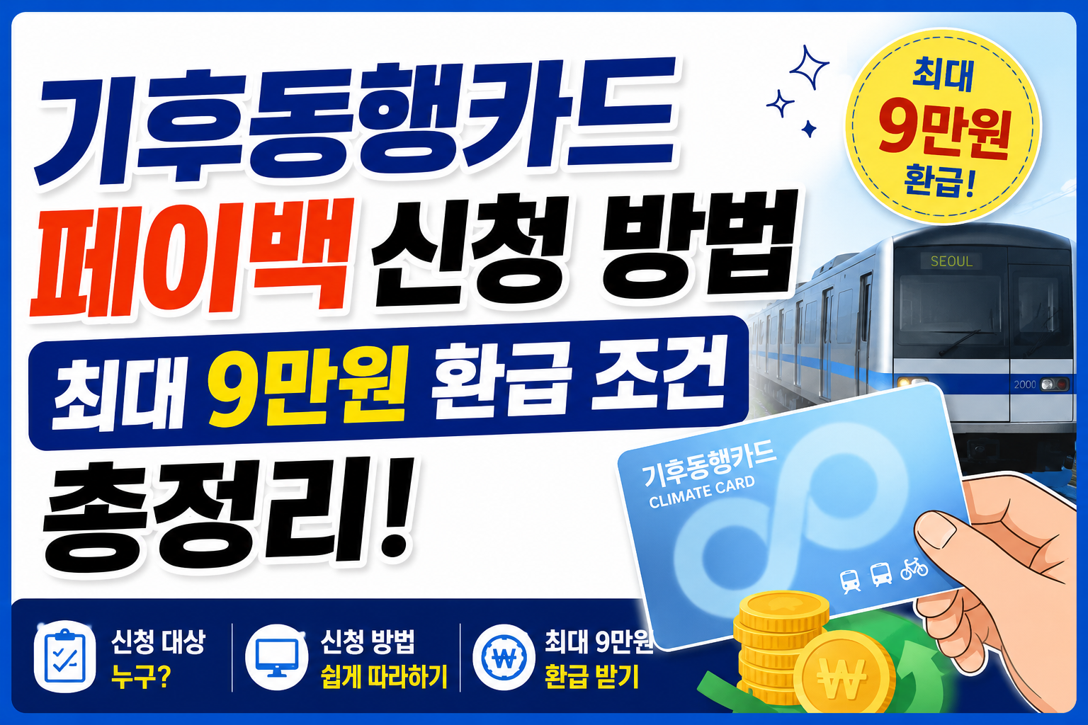 기후동행카드 페이백 신청 방법, 최대 9만원 환급받는 조건 총정리
