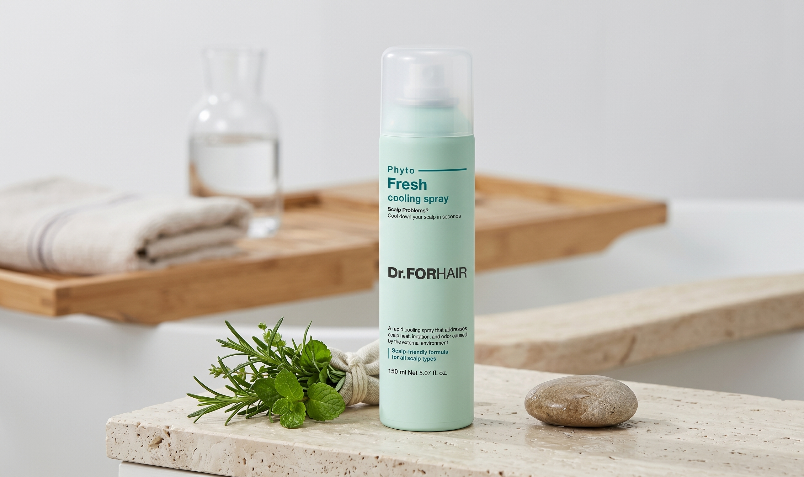 <img src="dr-for-hair-phyto-fresh-cooling-spray.jpg" alt="닥터포헤어 피토프레시 쿨링 스프레이 제품 외관과 상쾌한 연출 사진">