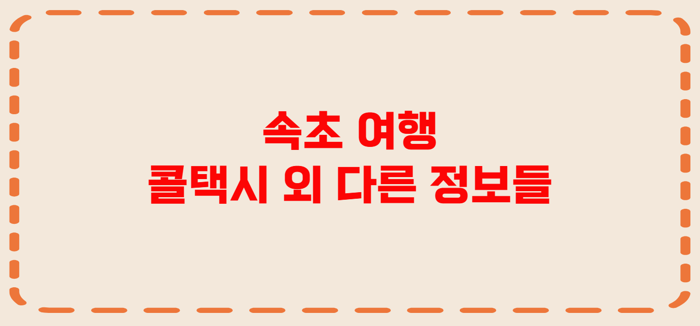 속초 콜택시 전화번호 이용꿀팁