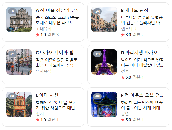 마카오 12월 날씨 옷차림 추천 여행지