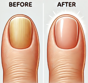 무좀에 걸린 발톱과 건강한 발톱 이미지