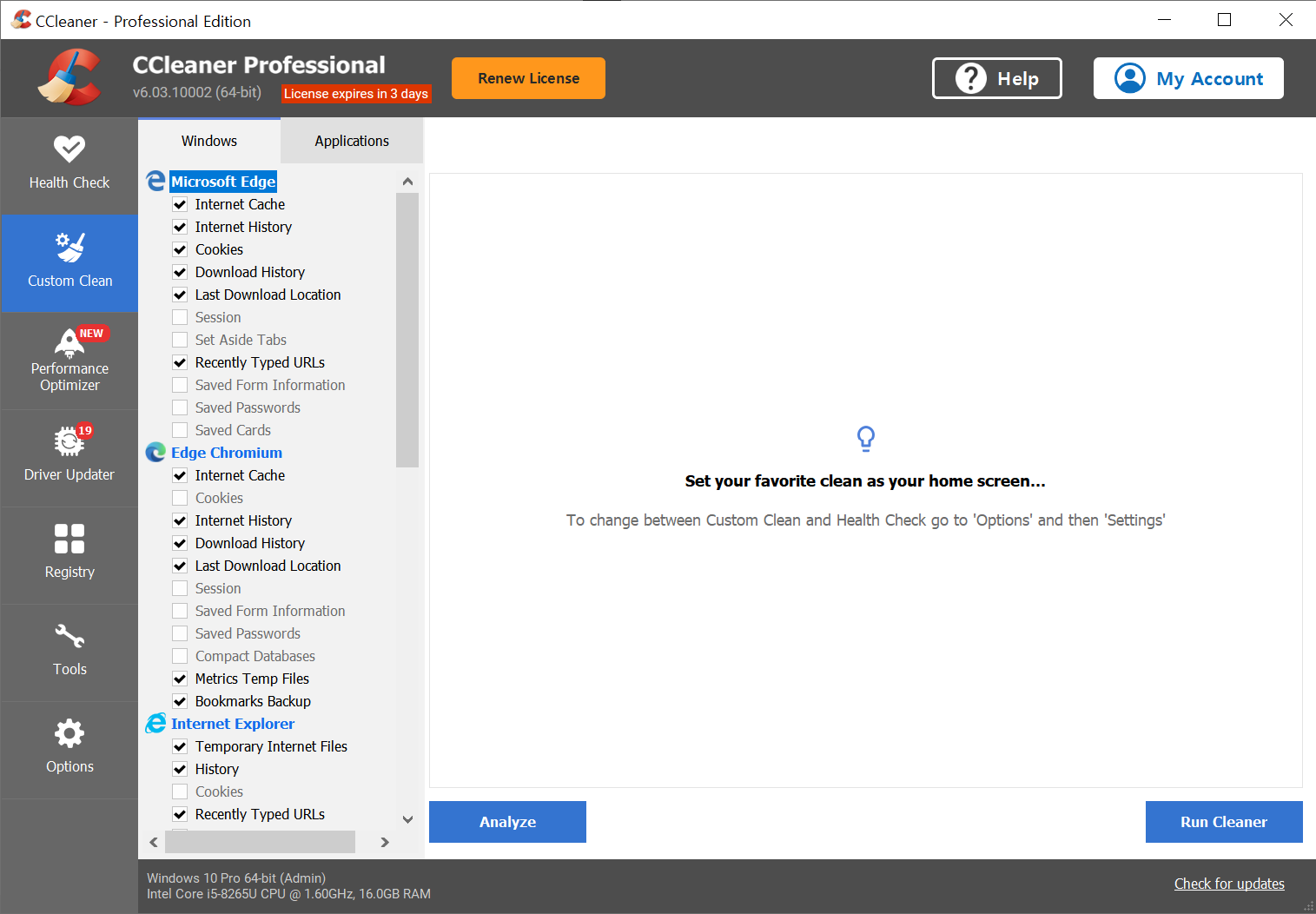 컴퓨터 시스템 정리 최적화 프로그램 CCleaner