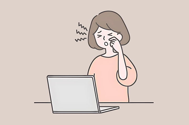 빛에-대한-노출로-불편한-여성