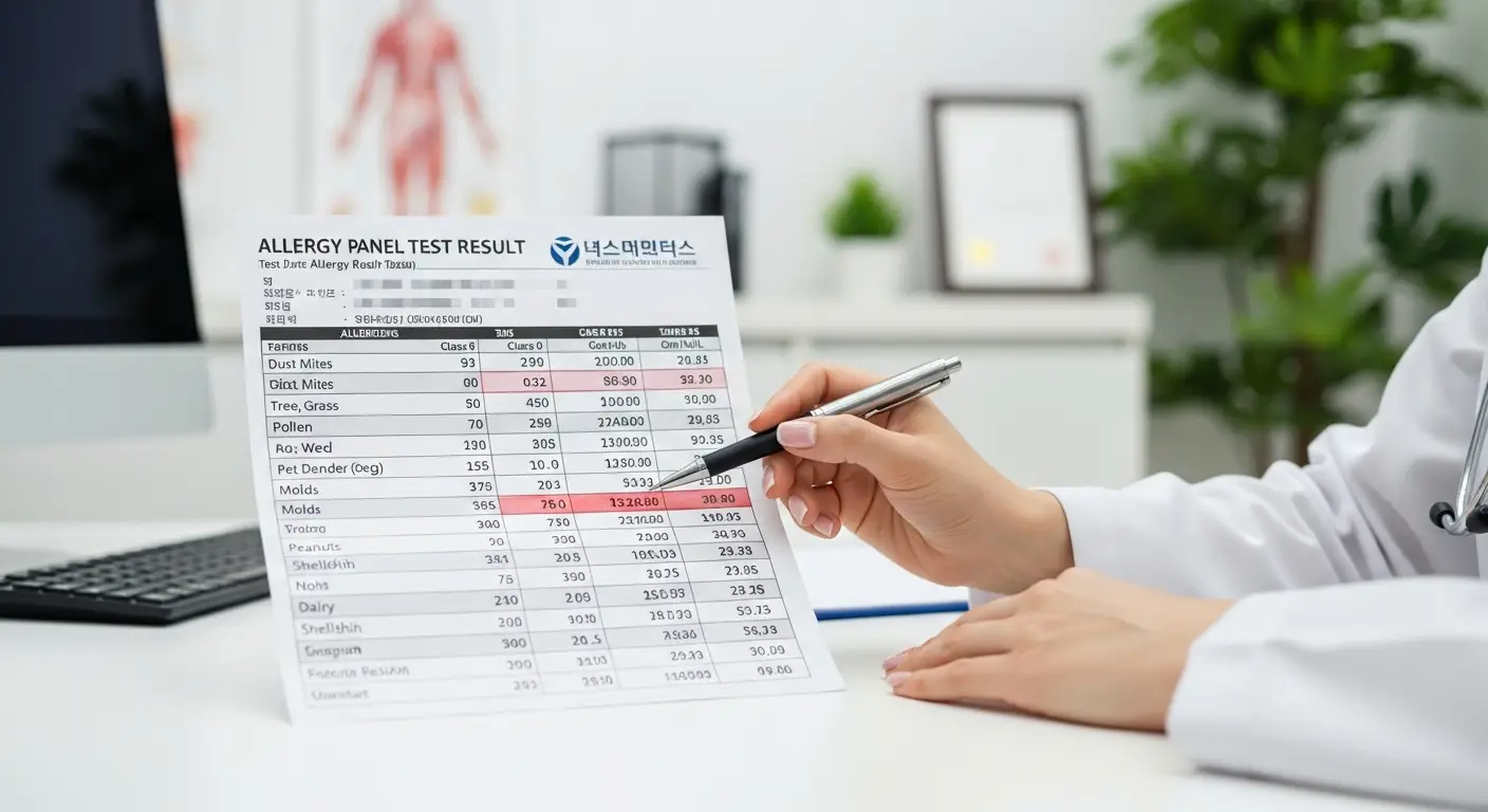 알레르기 검사 패널 검사 결과지 항목
