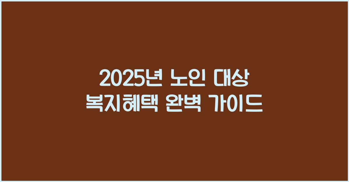 2025년 노인 대상 복지혜택