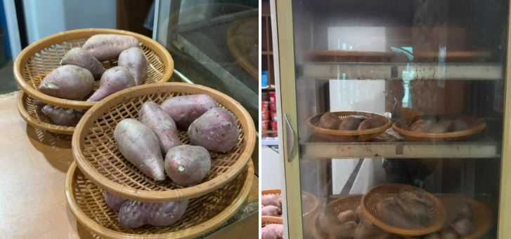 참숯가마 식당 계란 및 고구마