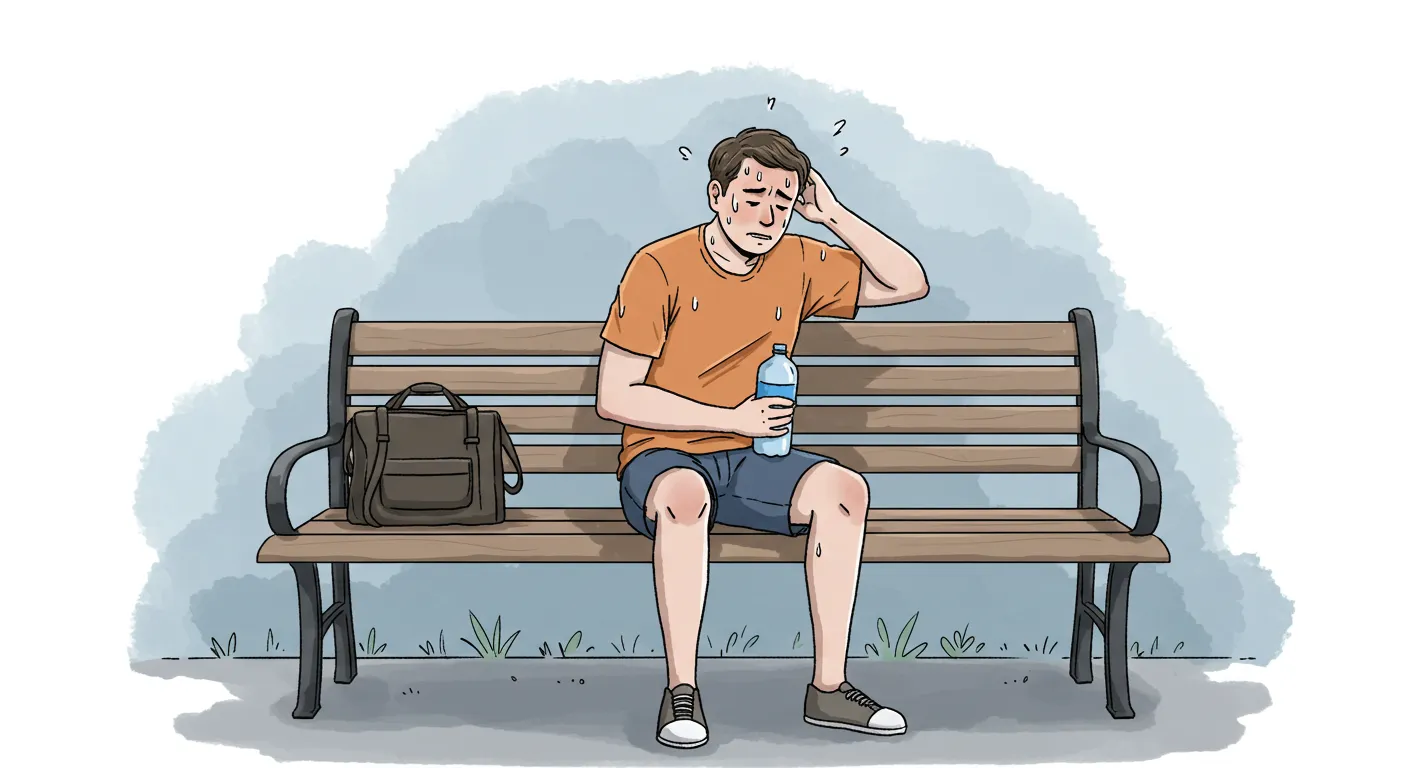 더위먹은 사람이 고통스러워하는 이미지