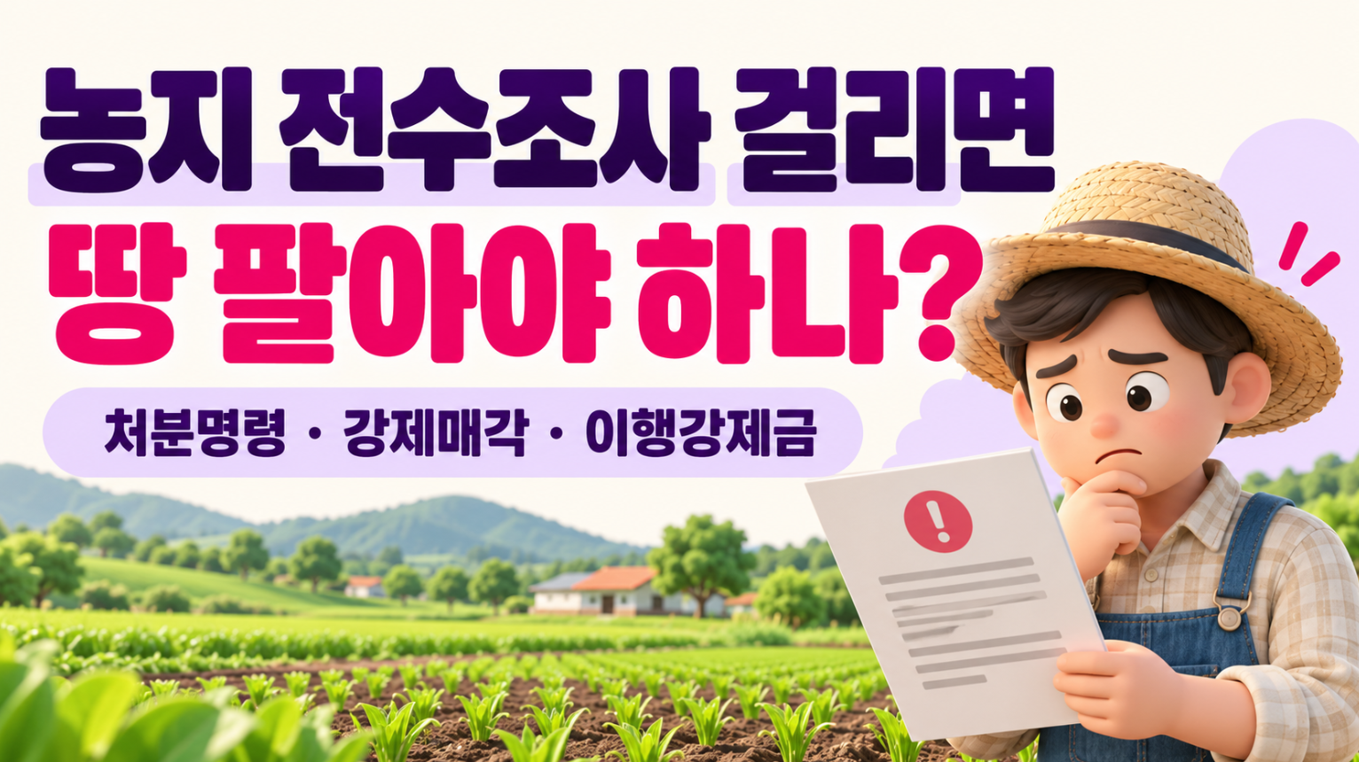 2026 농지 전수조사 걸리면 땅 팔아야 하나?｜처분명령&middot;강제매각&middot;이행강제금 총정리