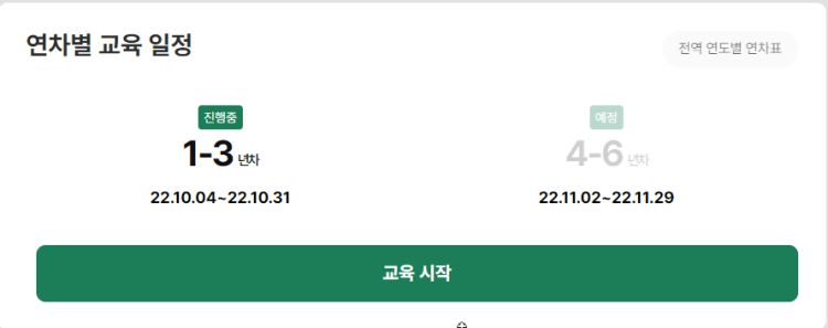 대한민국-예비군-22년-원격교육-연차별-교육-일정