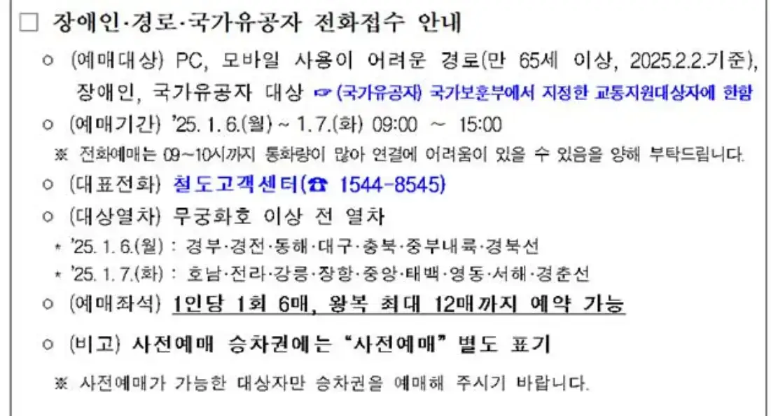 2025년 설 명절 기차표 예매 할인 상품