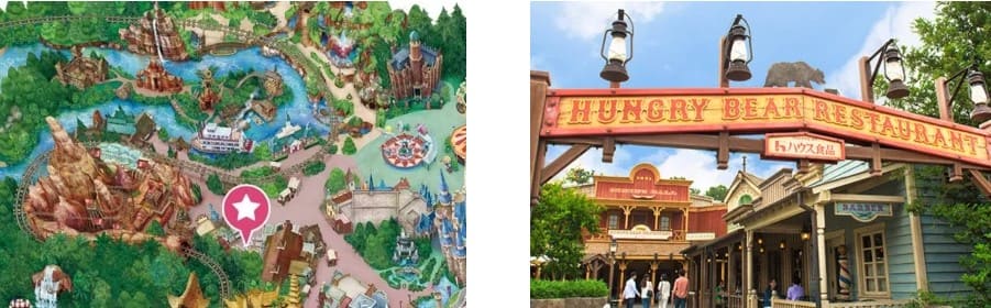 지도에 별표로 위치가 나와있는 그림과 식당의 간판 사진