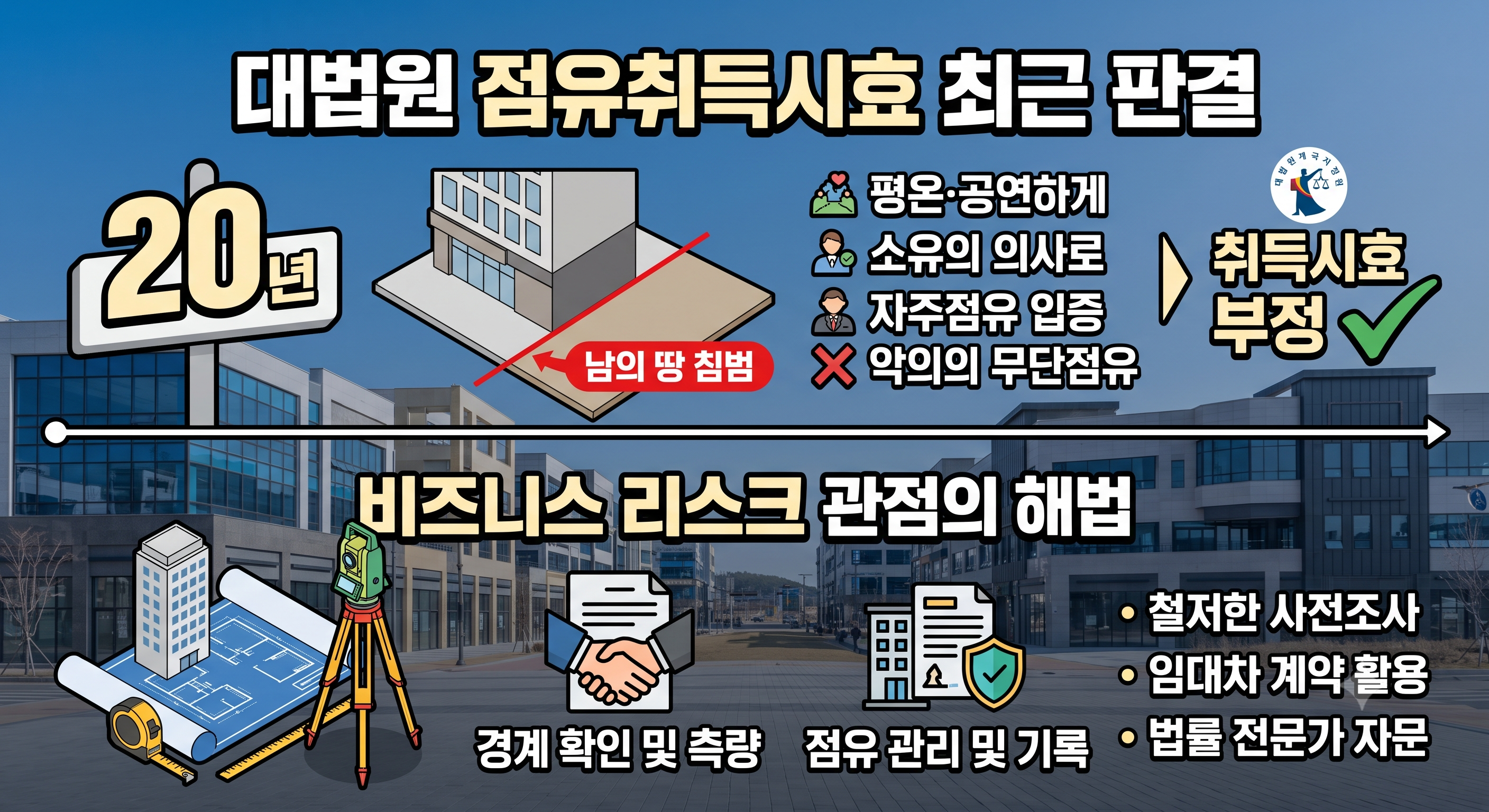 남의 땅 침범한 건물 20년 지나면 내 땅이 될까? 대법원 점유취득시효 최근 판결과 비즈니스 리스크 관점의 해법