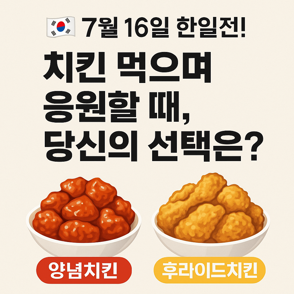 후라이드 친킨이냐~! 양념 치킨이냐~! 선택한 치킨을 먹으며 동아시안컵 한.일전 응원해요