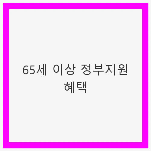 65세 이상 정부지원 혜택과 효과적인 이용 방법