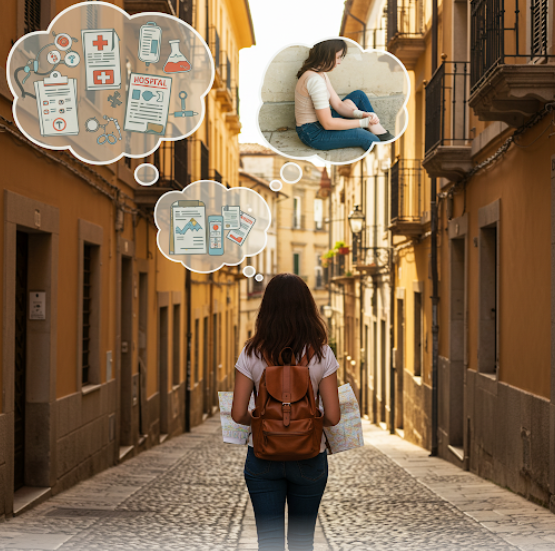 여행중 아파서 병원과 혼자치료를 결정 하는 모습