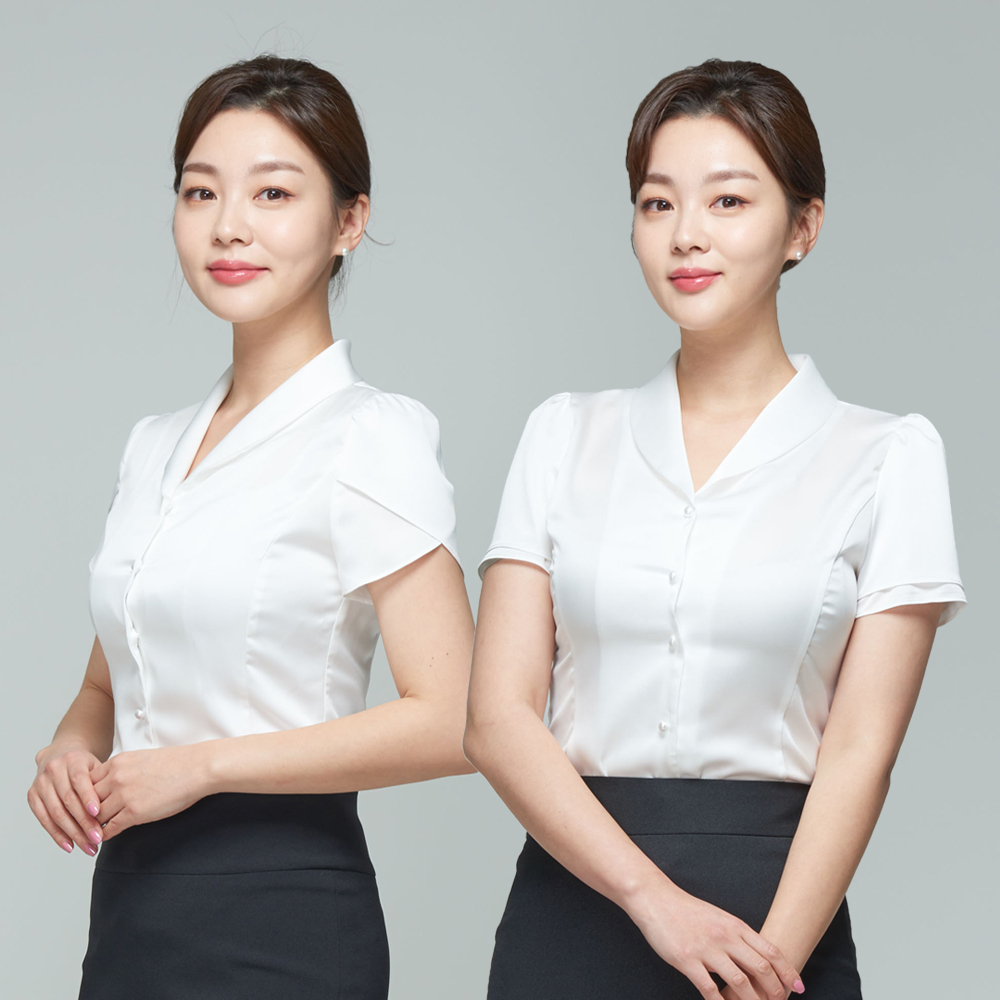 숄카라 두겹소매 블라우스 승무원 면접복 유니폼