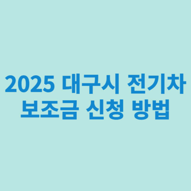 2025 대구시 전기차 보조금 신청 방법