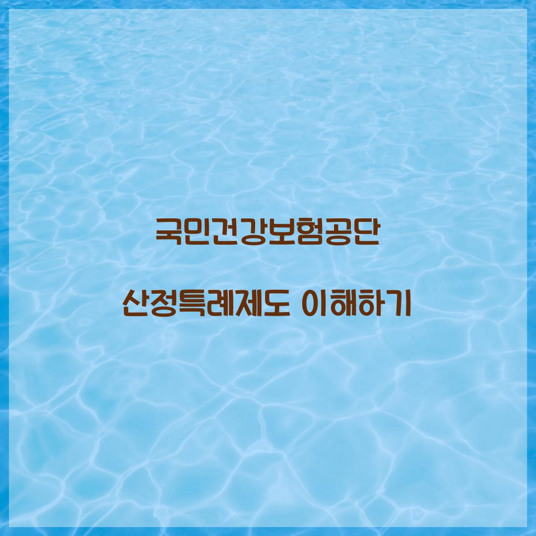 국민건강보험공단 산정특례제도