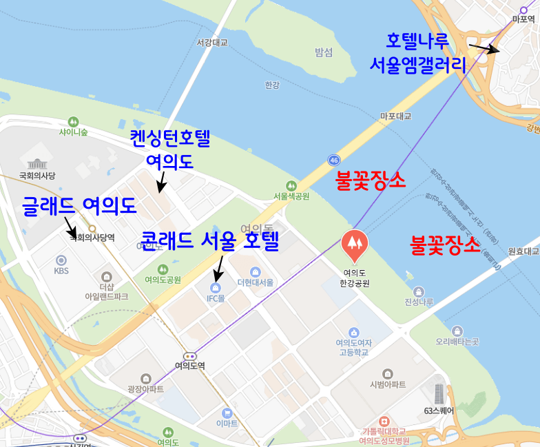 서울세계불꽃축제 근처 호텔 위치