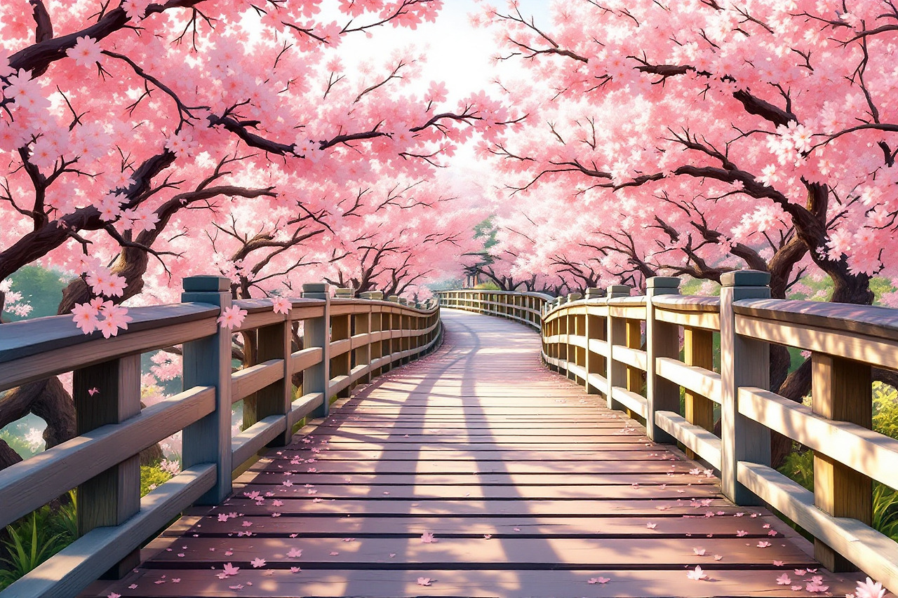 토노모리 다리의 벚꽃