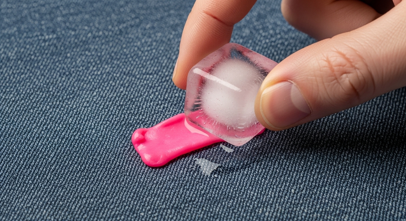 옷에 묻은 껌에 얼음문지르기