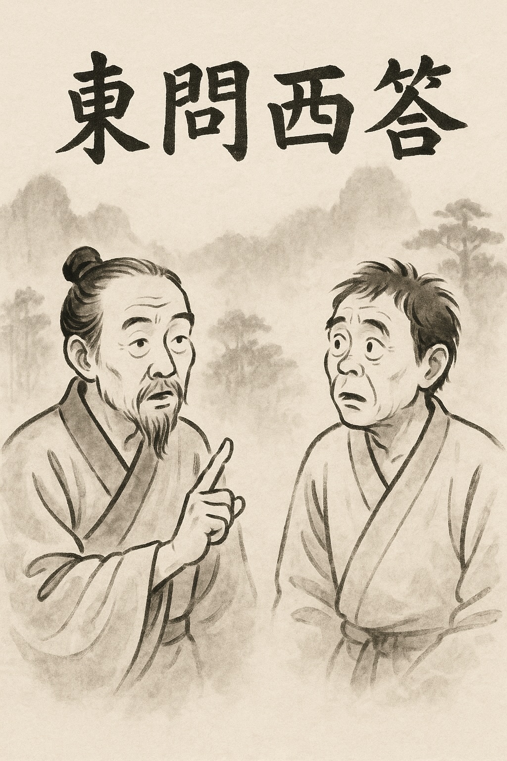 동문서답 한자 이미지
