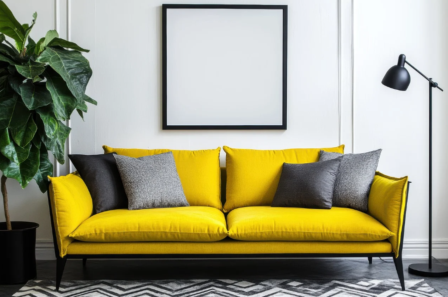 living roon interior (yellow sofa)