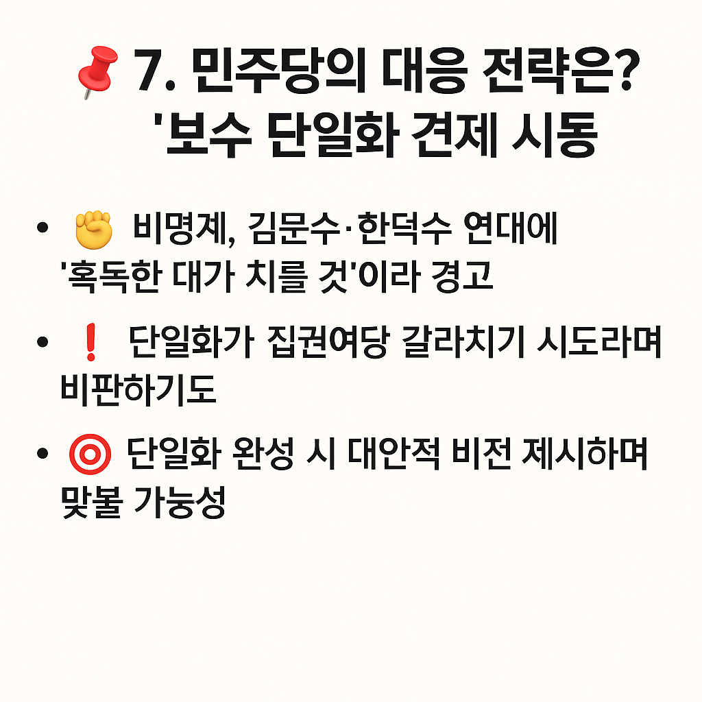 📌 7. 민주당의 대응 전략은? '보수 단일화 견제 시동' - 타이틀사진