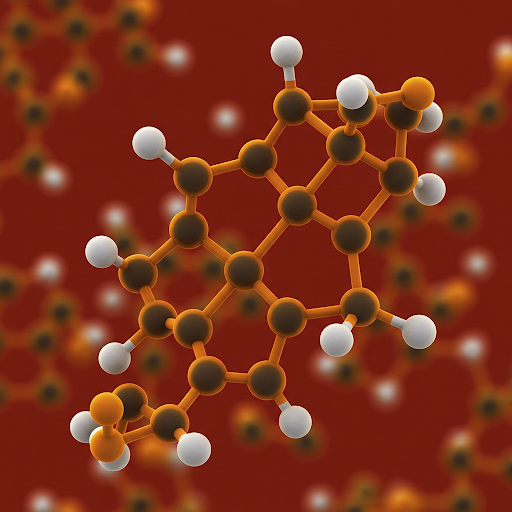 팔마로사 오일의 주요 성분인 게라니올 분자의 현미경 사진