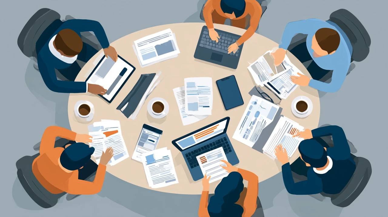 Business team audits company listings for best GEO citation sources for AI search.