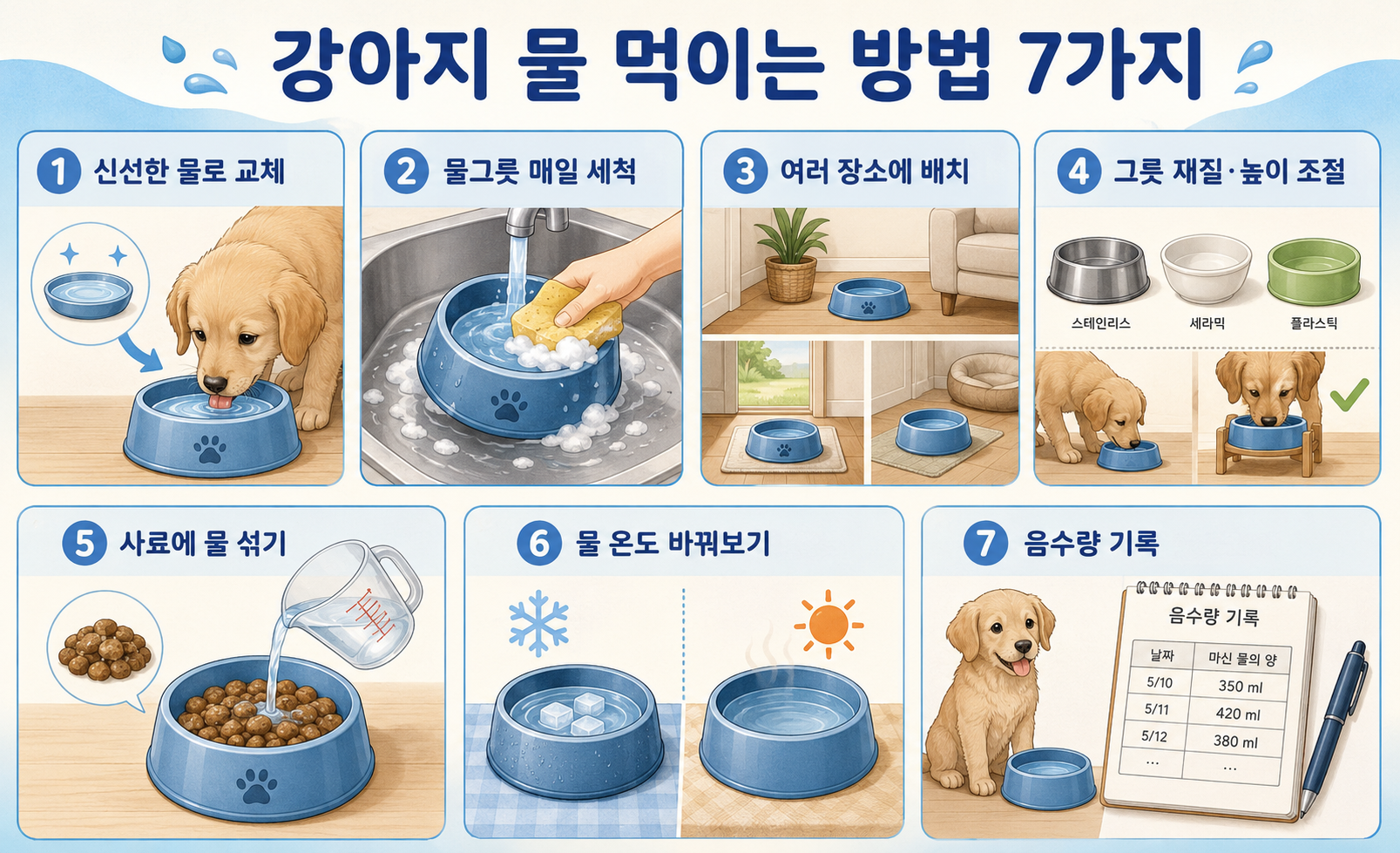물을 안 마시는 강아지에게 물 먹이는 방법 7가지