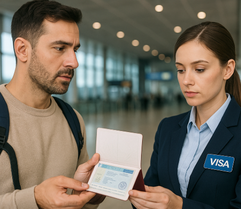 여행가기 전 비자 체크하는 사진