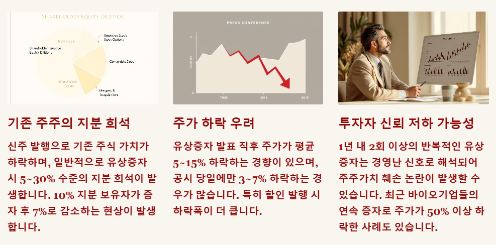 유상증자의 단점