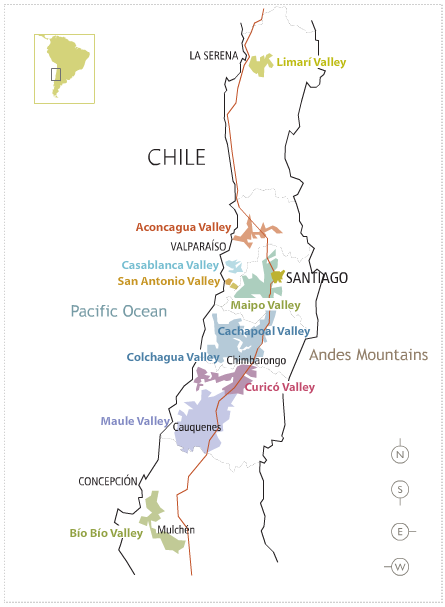 코노 수르의 포도밭 위치