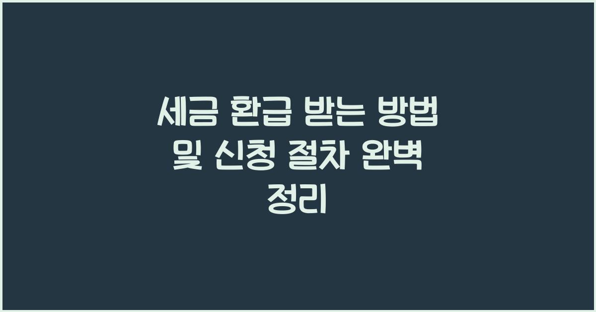 세금 환급 받는 방법 및 신청 절차
