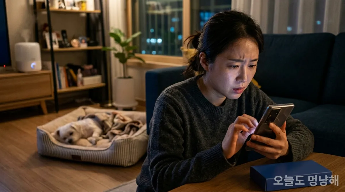 반려동물 주인이 응급 동물병원을 검색하는 모습