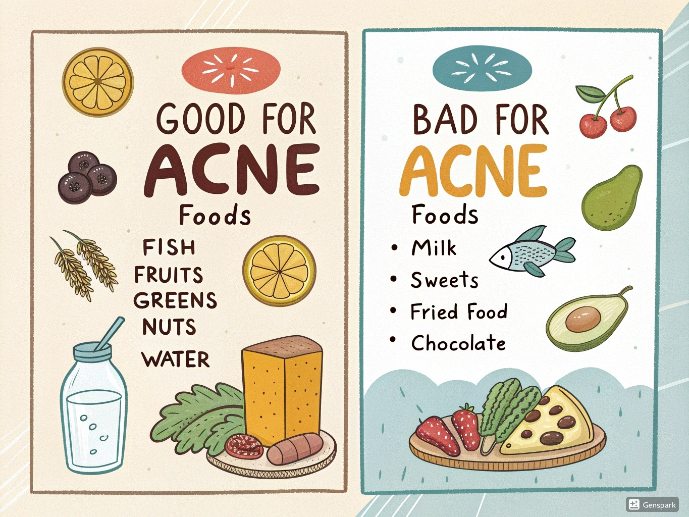 여드름에 좋은 음식 vs 나쁜 음식 2